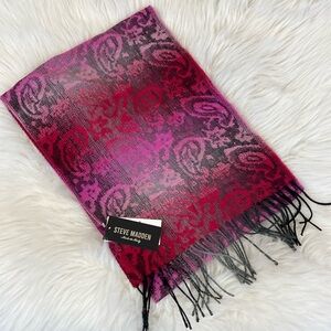 NWT Steve Madden Mid-Weight Ombré Paisley Muffler Scarf-Pink